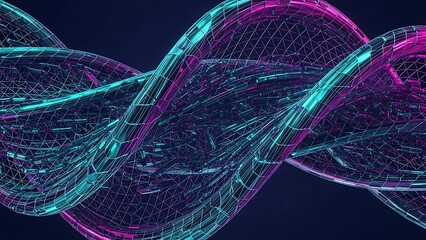 Twisted Mesh Wave Gradient with Iridescent Teal-Magenta Reflections
