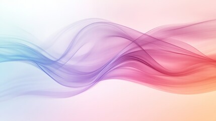 Fototapeta premium A soft, fluid abstract background with smooth curves in pastel gradients of mint, pink, and lavender, creating a serene and calming effect
