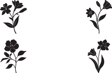 Fototapeta premium A set of Black and white calla lily silhouette elegant minimalist vector illustration