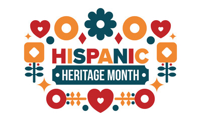 National Hispanic Heritage Month in September and October. Hispanic and Latino Americans culture. Celebrate annual in United States. Poster, card, banner and background. Vector illustration