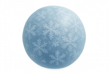 Ice sphere with snowflake pattern, symbolizing winter, cold weather, and christmas holiday ornament