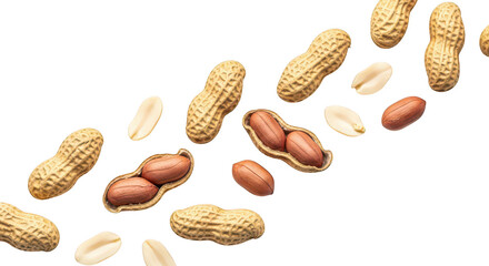 Peanuts In Shells Falling On Black