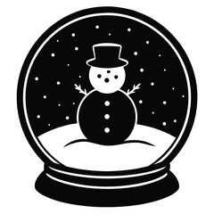 snow globe with snowman silhouette vector icon des