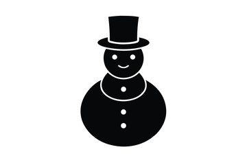 snowman with hat silhouette vector icon design
