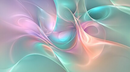 A soft, organic abstract background with smooth, flowing curves in shades of teal, lavender, and soft pink, illuminated by gentle glowing lights for a calm effect