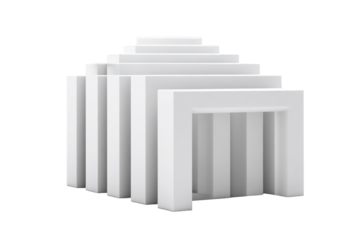 White, pixelated, architectural structure