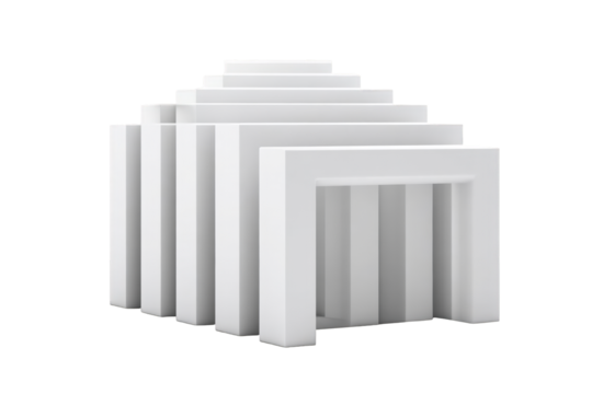 White, pixelated, architectural structure