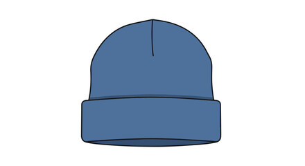 Fototapeta premium Stylized azure blue beanie cap, a simple illustration for winter headwear apparel and fashion accesory or design template that provides warmth and