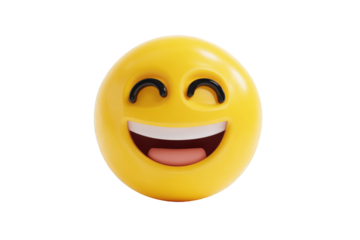 A cheerful, 3D rendered smiley face