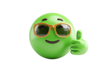 3D rendered, happy, green emoticon