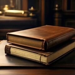 Vintage Leather Notebook Stock Photo: Timeless Office Style