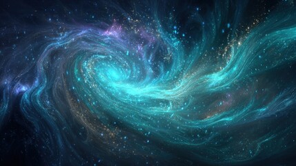 Abstract Glowing Turquoise Galaxy