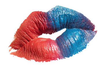 Close-up of vibrant lips, red and blue