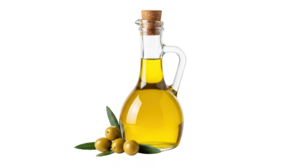 Golden Olive Oil In Glass Bottle