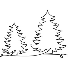 Obraz premium Christmas Tree One Line Drawing