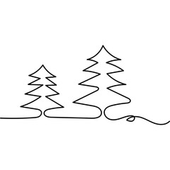 Fototapeta premium Christmas Tree One Line Drawing