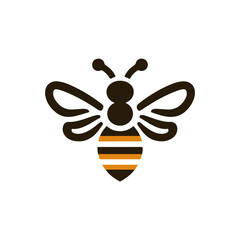 Honey bee editable vector logo. Hand drawn engraving style illustrations. Bee logo illustration