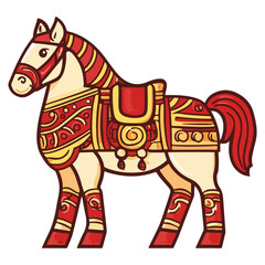 Obraz premium god of wealth horse, asian, horse, dressed up for new year festival celebration, vector, transparent background, asia, animal, festival, culture, isolated, mammal