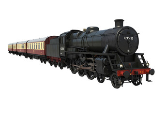 Fototapeta premium Free Transparent PNG Rustic Vintage Steam Train Locomotive and Passenger Cars: Transportation, Railway, Travel