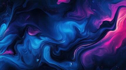 Obraz premium A surreal abstract background with swirling clouds, glowing stars, and deep blue, purple, and black gradients, creating a sense of cosmic wonder