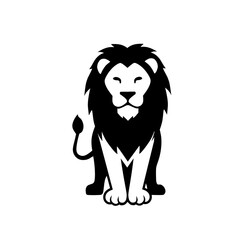 Minimalist Black and White Lion Vector Icon Design