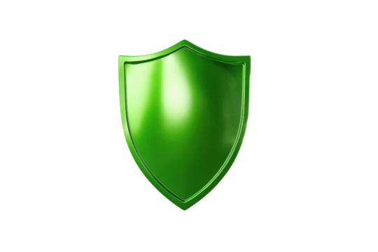 Green shield on black background