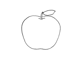 りんごのシンプルな白黒イラスト