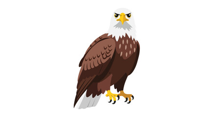Obraz premium Detailed cartoon illustration showcasing a majestic bald eagle with sharp yellow eyes and an imposing posture on an isolated background
