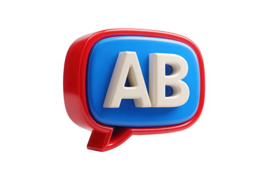 3D rendered speech bubble with initials