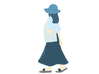 帽子をかぶった後ろ姿の女性