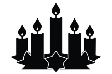 christmas candle group silhouette vector icon desi