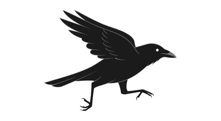 Obraz premium Stylized depiction of a raven, portrayed with sharp outlines and minimalist detailing in stark black and white offering a modern take