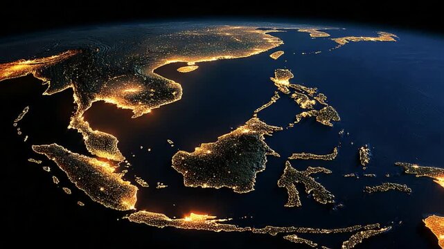 Southeast asia night lights globe