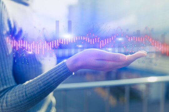 Female professional analyzing global financial charts