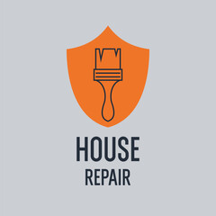 Hand tool for home renovation and construction. Linear House repair poster. Vector illustration