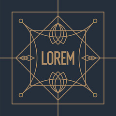 Minimalist postcard for text. Vector geometric illustration with gold lines.