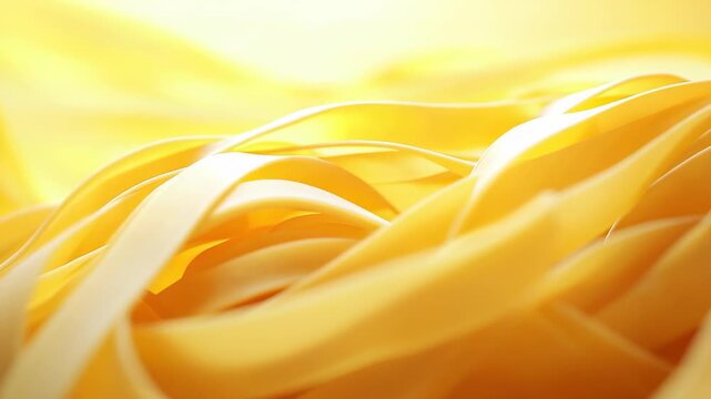 Abstract Close-Up of Fresh Egg Tagliatelle Pasta, Golden Color, Food Photography, Italian Cuisine, Macro Shot, Culinary Background, Culinary Art