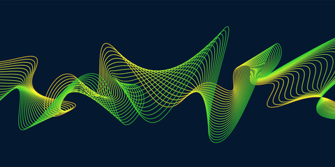 Vector abstract background with dynamic waves, line and particles. Illustration suitable for design.