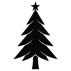 Obraz premium christmas tree tall silhouette vector icon design