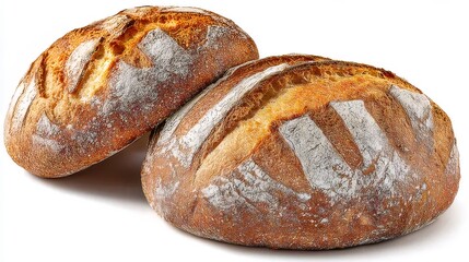 光沢のある茶色のサワードウパンの白い背景