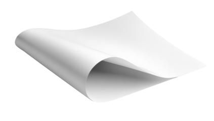A single sheet of paper, slightly curved