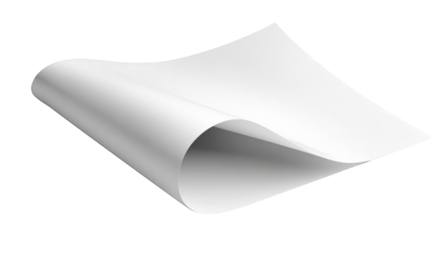 A single sheet of paper, slightly curved
