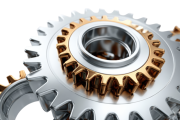 Interlocked gears in close-up