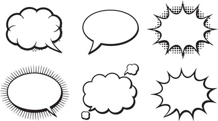 Comic book bubble collection featuring retro speech and cartoon conversation shapes