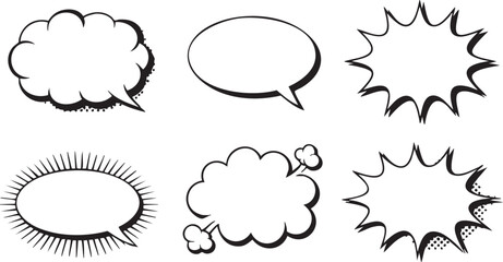 Vector comic dialogue balloons and explosion bubbles for entertainment design use