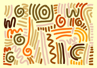 Vector colorful line doodle seamless pattern. Creative abstract style art symbol background for children
