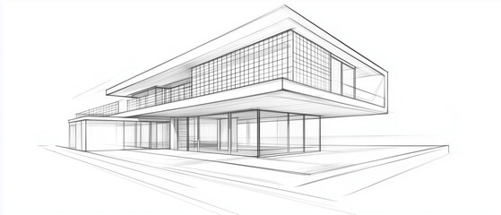 Minimalist Line Weight Study: An architectural sketch that focuses on the art of line work