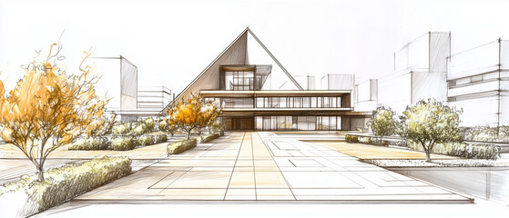 Minimalist Landscape Integration: A wide-angle sketch that places the bold