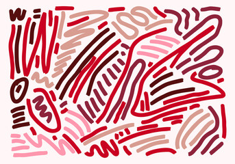 Vector colorful line doodle seamless pattern. Creative abstract style art symbol background for children