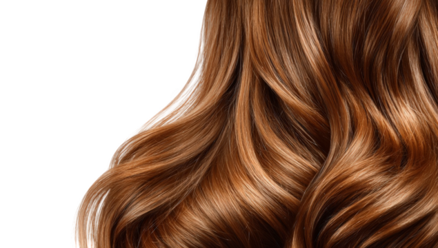 Close-up of wavy, healthy-looking brown hair